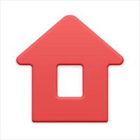 Minimalist red countryside house with window and triangle roof front view Christmas bauble 3d vector