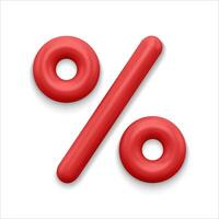 Red percentage 3d symbol realistic illustration vector