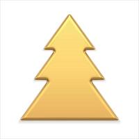 Minimalistic golden Christmas tree triangle statuette shiny metallic decorative design vector
