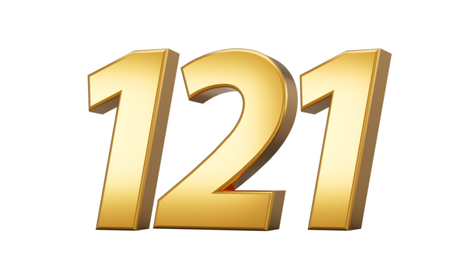 3d-number-121-one-hundred-