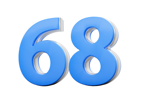 3D Number 68 Sixty Eight Made Of Blue Body With Silver 3D Number 68 Sixty Eight Made Of Blue Body With Silver