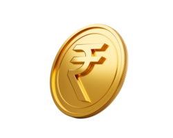 3d Golden Shiny Rounded Indian Rupee Coin 3d Illustration png