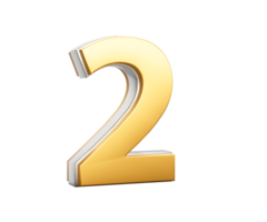 3d Golden Shiny 2 Two Digit 3d Two Number 3d Illustration png