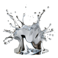 silver liquid splash Isolated on transparent background png