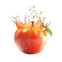 Splashing Apple with Juice Isolated on Transparent Background png