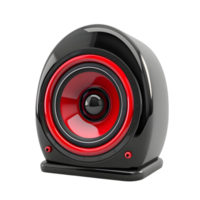 Modern subwoofer speaker with red accent isolated on transparent background png
