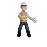 Male Architect 3D Model. An Architect jumps with both hands open. Creative Design Environment png