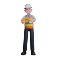 3D Model of Male Architect. An Architect stands with both hands holding a protractor in front of his chest. Professional Designer png