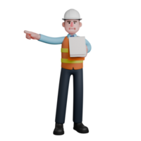 3D Professional in Architecture. An Architect stands with his left hand holding a clipboard while his right hand points in a certain direction. Male Architect png