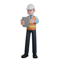 Male Architect Professionalism in 3D. An Architect stands with his right hand holding a tablet while his left hand is in front of the tablet. Design Services png