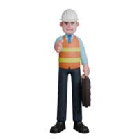 Design Professional Male. An architect stands with his left hand holding a briefcase while his right hand is outstretched as if he wants to shake hands. 3D Architect Cartoon png