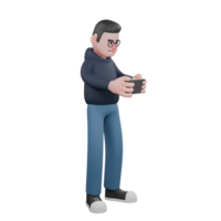 Illustrated of Male Tech Professional. A male programmer is standing facing left holding a cellphone horizontally with both hands. 3D Programmer png