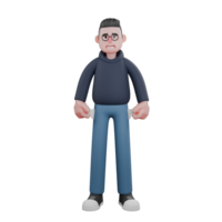 3D Professional Male in Programmer Role. A male programmer is standing with both hands straight. Tech png