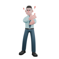Male Financial Analyst in Market Setting. A male financial analyst is standing with both palms open in front of his chest. 3D Character png