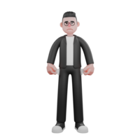 Professional Male Editor in 3D Animation. A male editor is standing with his hands clenched into fists straight down slightly opened. Media png