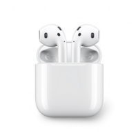 white apple airpods in a white case on a transparent background png