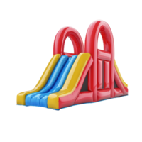 Inflatable slide with two slides and a red and blue slide png