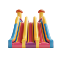 A colorful inflatable slide with a slide and a slide png