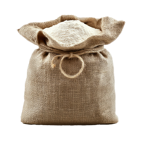 Wheat flour in sack bag isolate on transparent background png