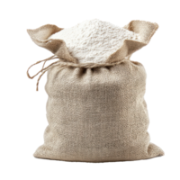 Wheat flour in sack bag isolate on transparent background png