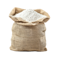 Wheat flour in sack bag isolate on transparent background png