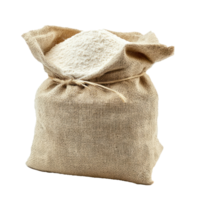 Wheat flour in sack bag front view isolate on transparent background png