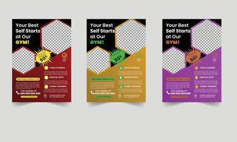 Gym Flyer design template with space for photo template in A4 layout vector