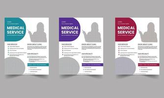 Corporate flyer bundle of 03 templates of a4 flyer template, modern template, in blue color, and modern design, perfect for creative professional business Keywords vector