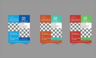 Flyer bundle of three templates of a4 flyer template design, modern template, in blue color, and modern design, perfect for creative professional business Keywords vector