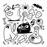 flat icon set with halloween theme vector