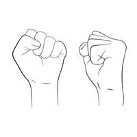black and white sketch of a clenched fist View from the front and side vector