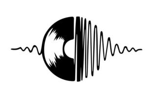 vinyl record merged with a sound wave pattern vector
