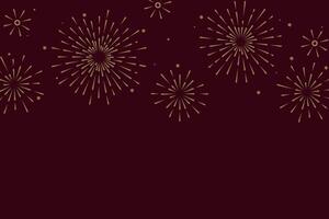 Luxury fireworks isolated on dark red background. vector
