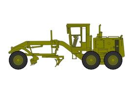 A drawing of a large tractor with a large wheel vector