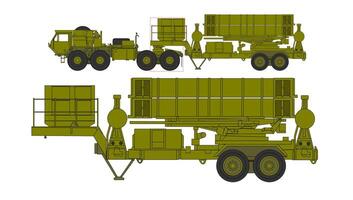 A drawing of a military vehicle with a missile on it vector