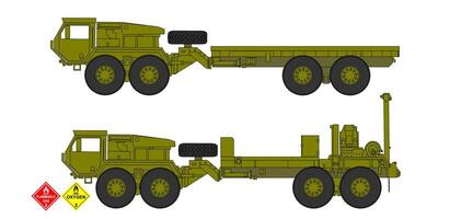 Two different types of military trucks on a white background vector