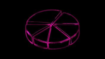 Neon frame effect, Pie Chart symbolizing distribution of resources or market share on black background video