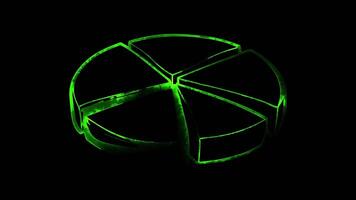 Neon frame effect, Pie Chart symbolizing distribution of resources or market share on black background video