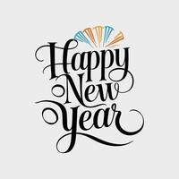 Happy new year lettering design with fireworks vector