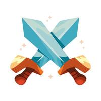 Two swords with crossed blades on a white background vector