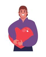 A man holding a large heart shaped object vector