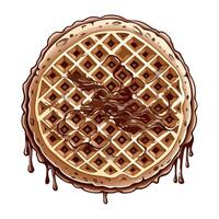 gofre with chocolate sauce icon isolated vector