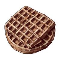 Sweet waffle meal with honey and chocolate vector