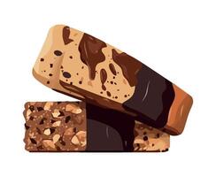 Chocolate cereal bar, a sweet delight icon isolated vector