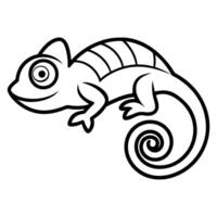 a stylized icon of a chameleon, focusing on its curled tail and distinctive eye, vector