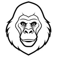 a mountain gorilla head with white background, illustration line art vector