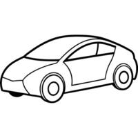 a silhouette of a futuristic electric car with smooth, streamlined features, set on a white vector