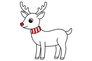 a baby clumsy reindeer with small antlers on its head and long thin legs it has a red nose it has a vector