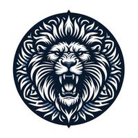 Lion head in a round shape, with a tribal pattern vector