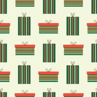 Christmas gift box seamless pattern. Striped rectangular boxes with bows on a light background. illustration for card, packaging, wrapping paper, background. vector